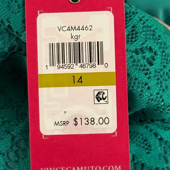 NWT Vince Camuto Halter Neck Sleeveless Lace Dress Color Kelly Size 10 - Picture 13 of 15